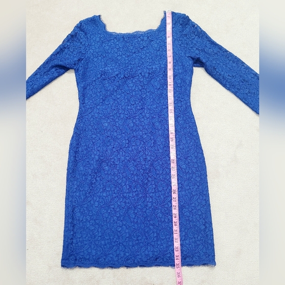 Adrianna Papell Blue Lace Timeless Cocktail Dress Woman's Size 8  Zip Up Back - Picture 8 of 10